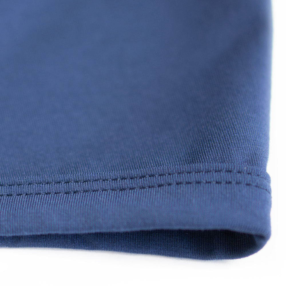 Close up of finished stitched hems.