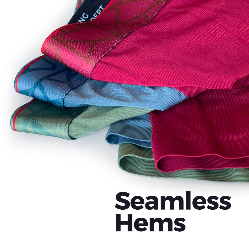 Up close image of the seamless leg hems for the Haleakala line.