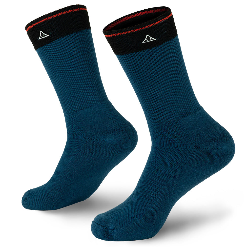 Abyssal Blue bamboo crew socks.