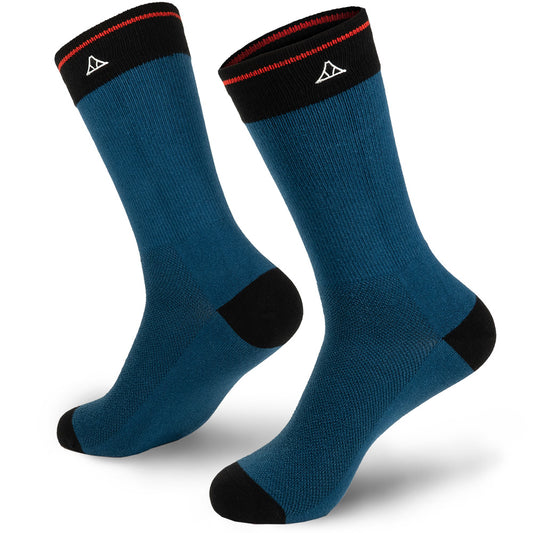 Deep Sea Blue cotton crew socks featuring black heel and toe padding.