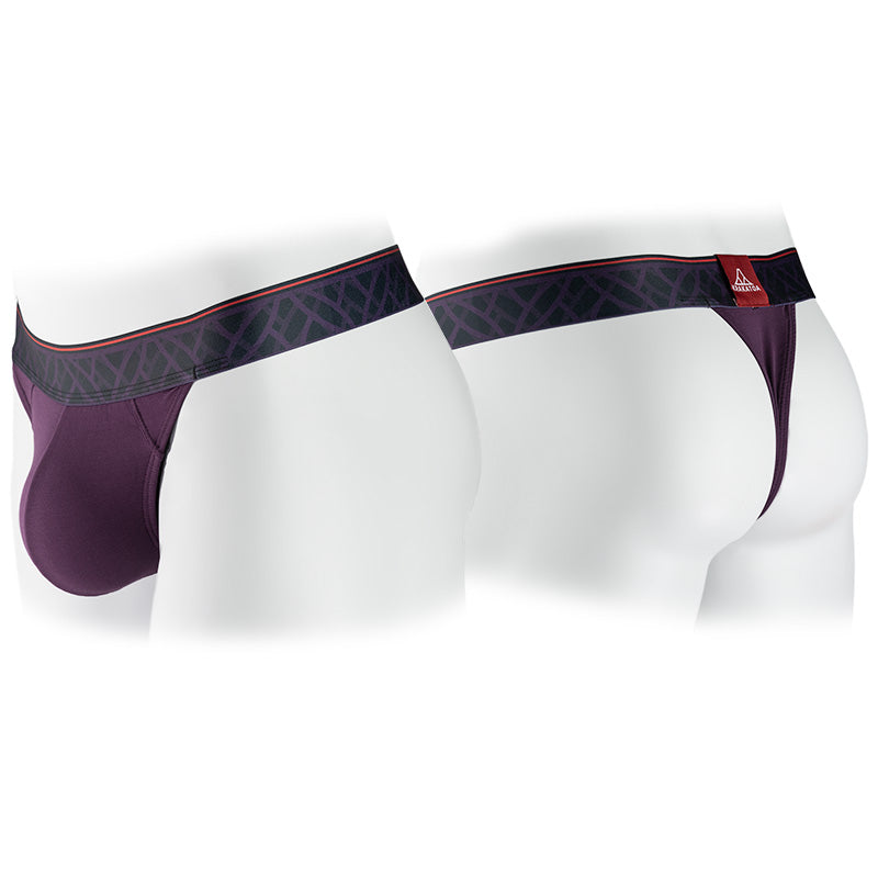 Thong front and back in royal purple.