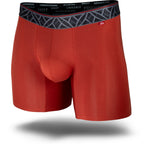 Lava Red men's boxer brief featuring a contoured single layer Pouch with no fly, patterned waistband, seamless hems and a 5" inseam. Front Image.