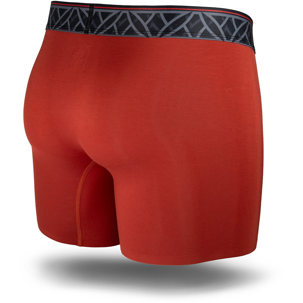 Imperial Blue men's boxer brief featuring a contoured single layer Pouch with no fly, patterned waistband, seamless hems and a 5" inseam. Back Image.