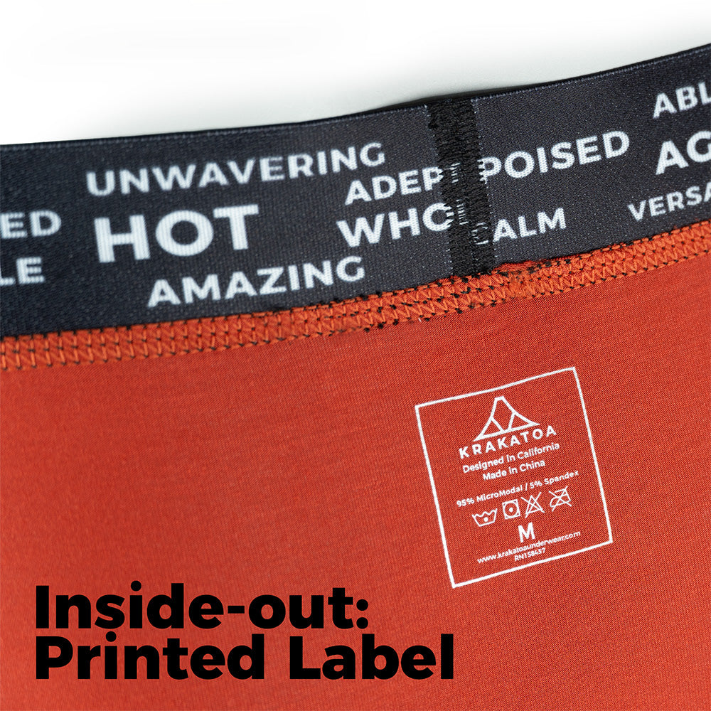 Close-up of Anti-Gravity Boxer Brief's washing label 
