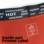 Close-up of Anti-Gravity Boxer Brief's washing label 