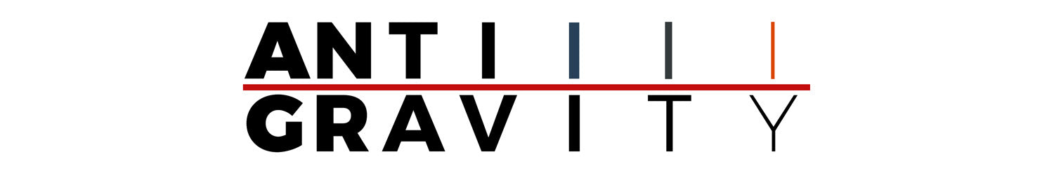 Logo with the text 'ANTI GRAVITY' on a white background