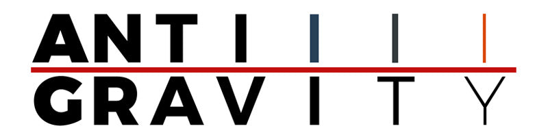Logo with the word 'ANTI' on one side and 'GRAVITY' on the other, separated by a red line.