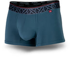 Imperial Blue men's trunks featuring a contoured Pouch for support without a fly, a grey patterned waistband. and a 2" inseam. Front Image.