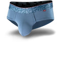 Wailea Blue men's briefs featuring a contoured Pouch with mesh liner for support without a fly and patterned waistband. Front Image.