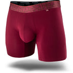 Lahaina Red men's boxer brief featuring a contoured Pouch with mesh liner for support without a fly, patterned waistband, seamless hems and a 5" inseam. Front Image.