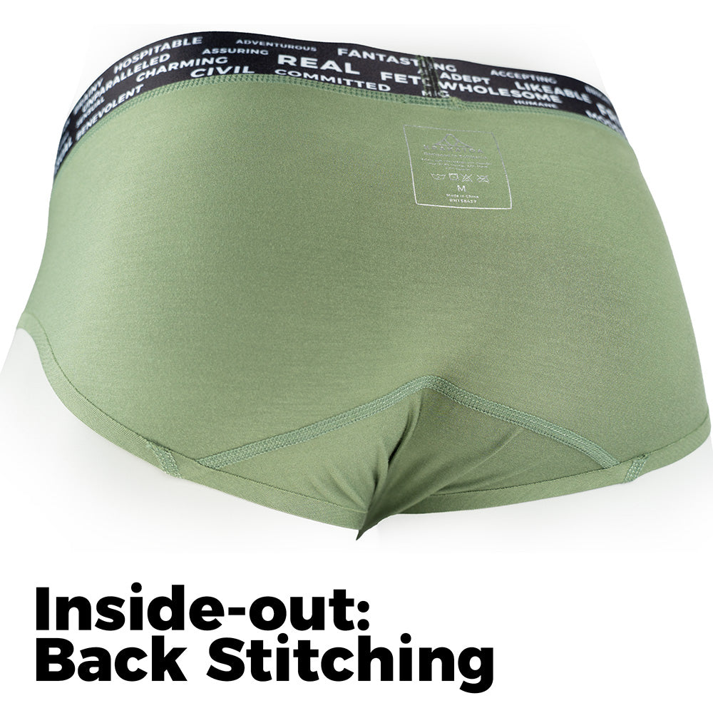 Haleakala Brief inside-out showing flat back stitching
