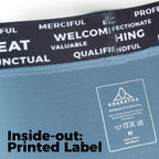 Haleakala Boxer Brief Inside-out showing printed washing label