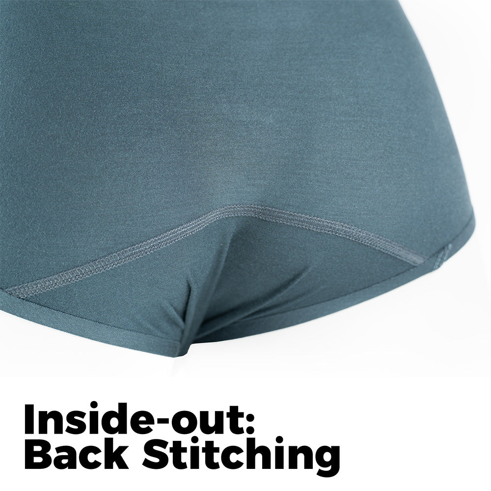 Pinatubo Brief inside-out showing flat back stitching
