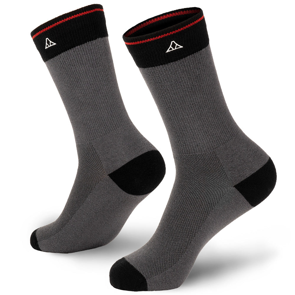 Basalt Grey cotton crew socks featuring black heel and toe padding.