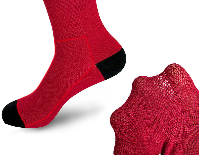 Up close of mesh sock top.