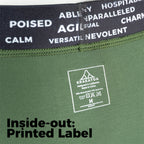 Vesuvius Boxer Brief inside-out showing printed washing label