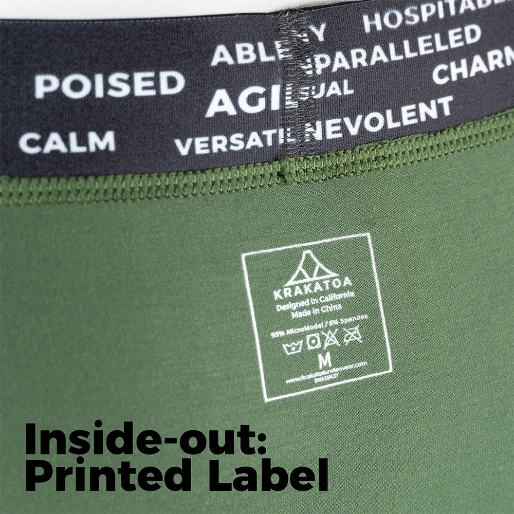 Vesuvius Boxer Brief inside-out showing printed washing label