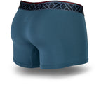 Imperial Blue men's trunks featuring a contoured Pouch for support without a fly, a grey patterned waistband. and a 2" inseam. Back Image.